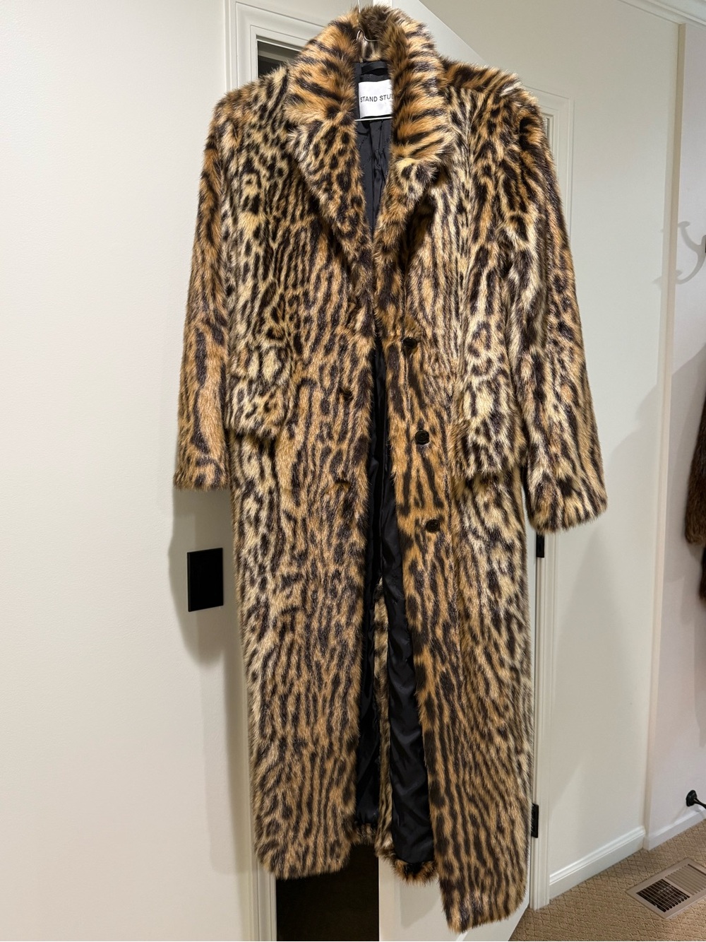 Stand Studio Leopard-Print Faux Fur Coat - size 34